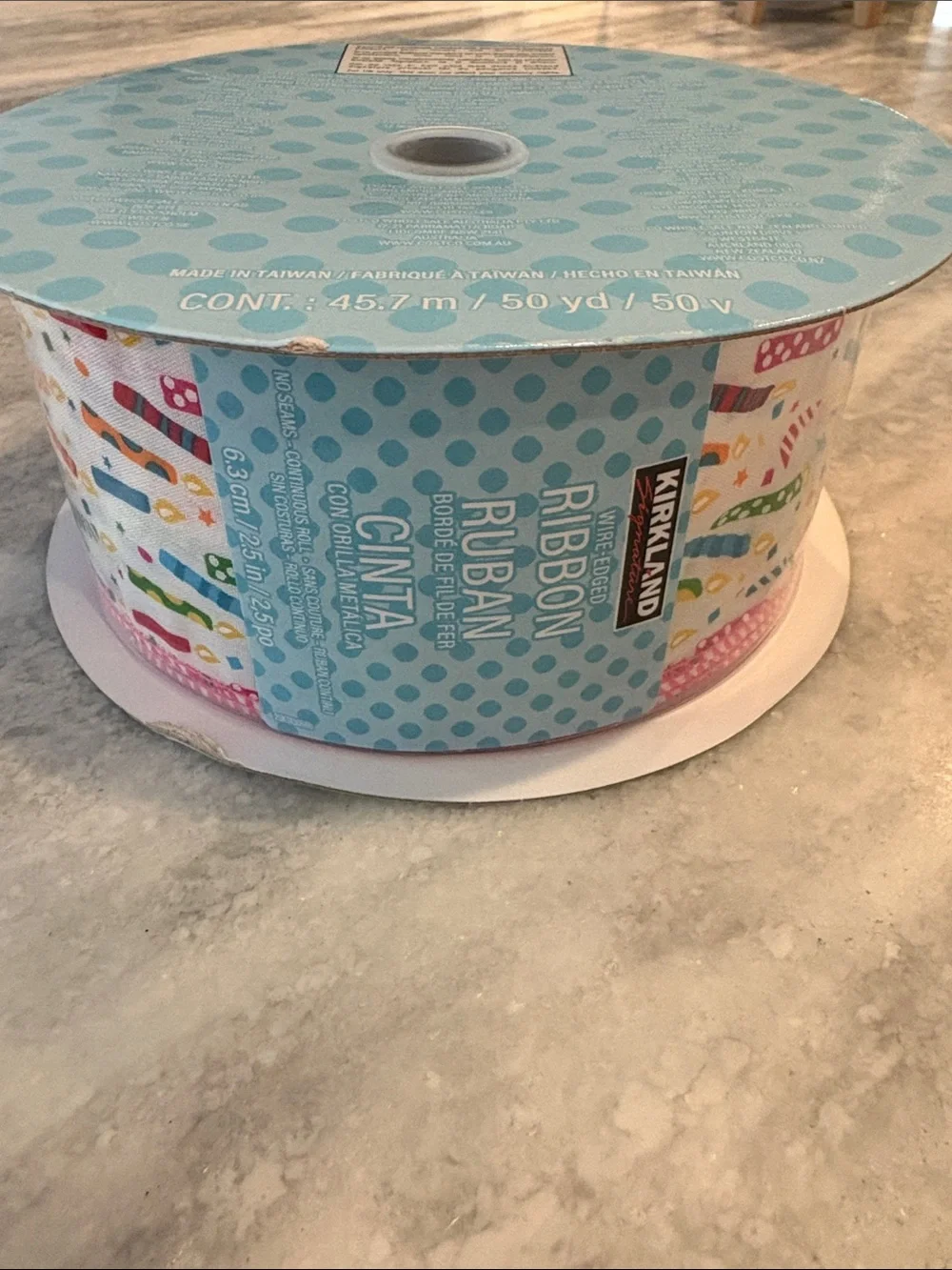 Kirkland Signature Wire-Edged birthday Candle Ribbon - 2.5 inches and 50 yards